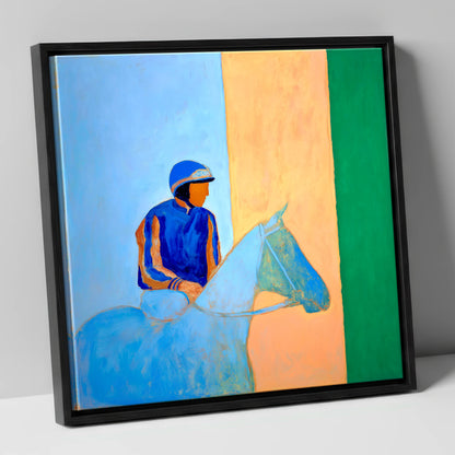 Paddock Serenity racing horse canvas wall art in black frame