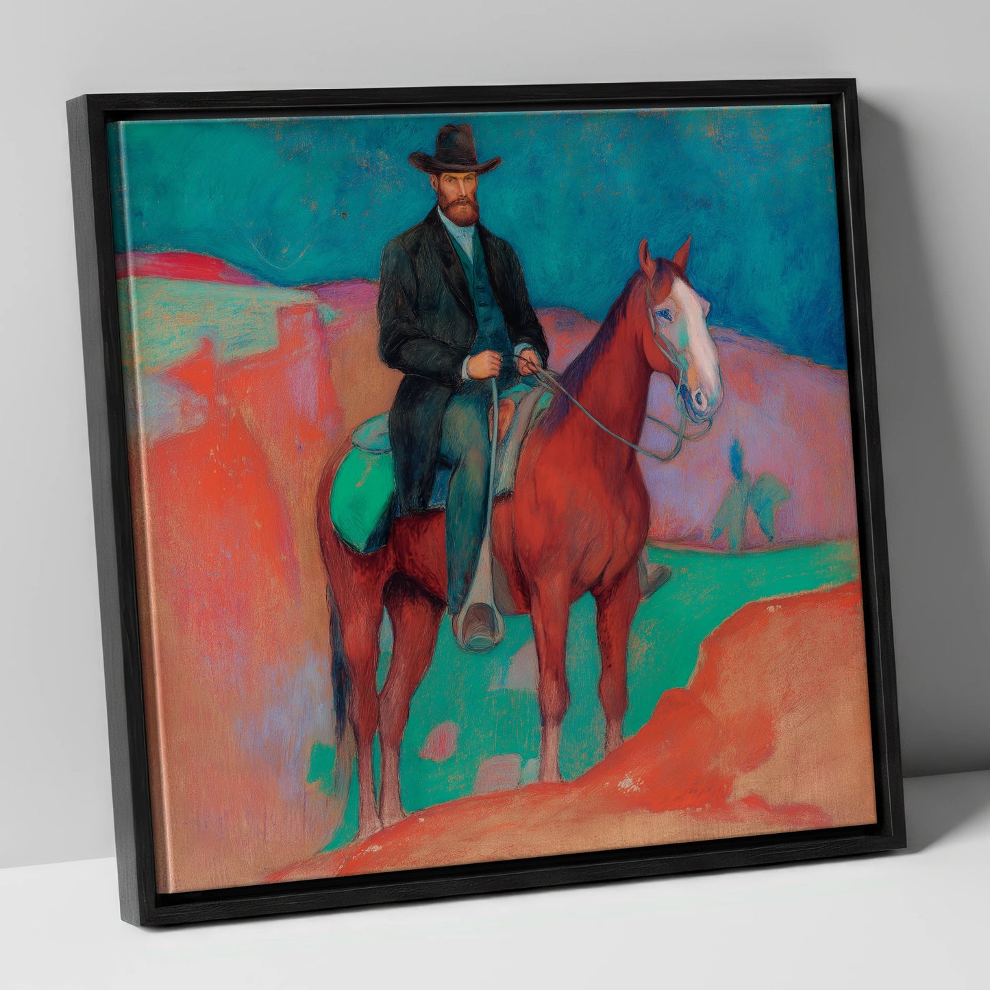 The Painted Frontier western horse canvas wall art in black frame