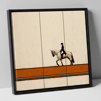 Modern Dressage Silhouette dressage horse canvas wall art in black frame