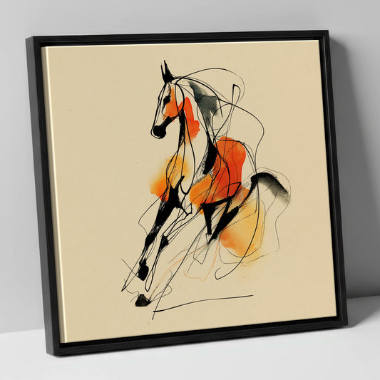 Fluid Amber Spirit horse breed canvas wall art in black frame