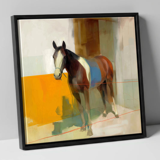 Bold Stable Geometry horse stable canvas wall art in black frame