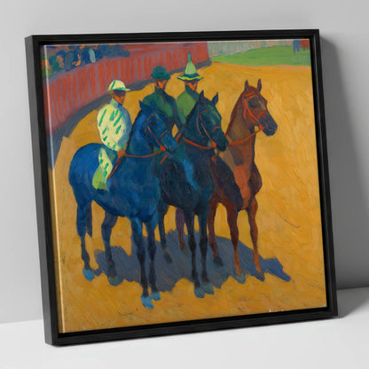 Anticipation in the Ring racing horse canvas wall art in black frame