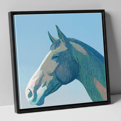 The Azure Profile horse portrait canvas wall art in black frame