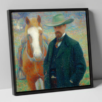 The Western Horseman western horse canvas wall art in black frame