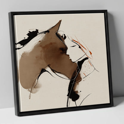 Silent Connection horse & rider canvas wall art in black frame