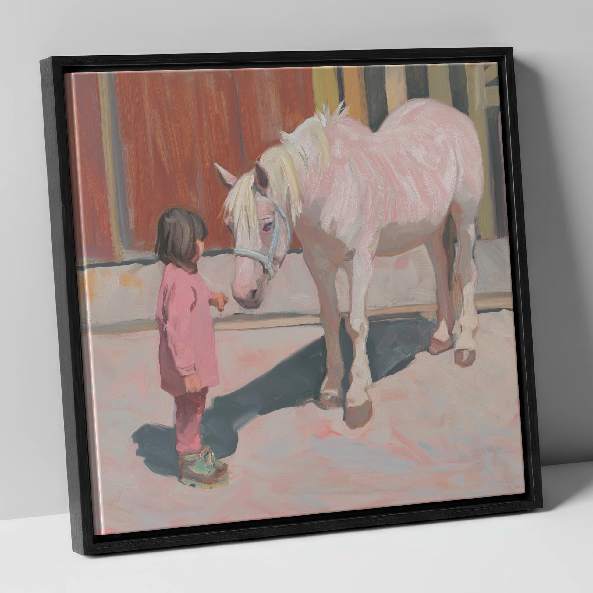 A Quiet Connection horse & rider canvas wall art in black frame