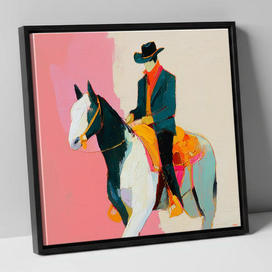 Modern Western Spirit western horse canvas wall art in black frame