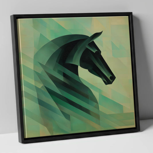 Modernist Equine Profile horse portrait canvas wall art in black frame