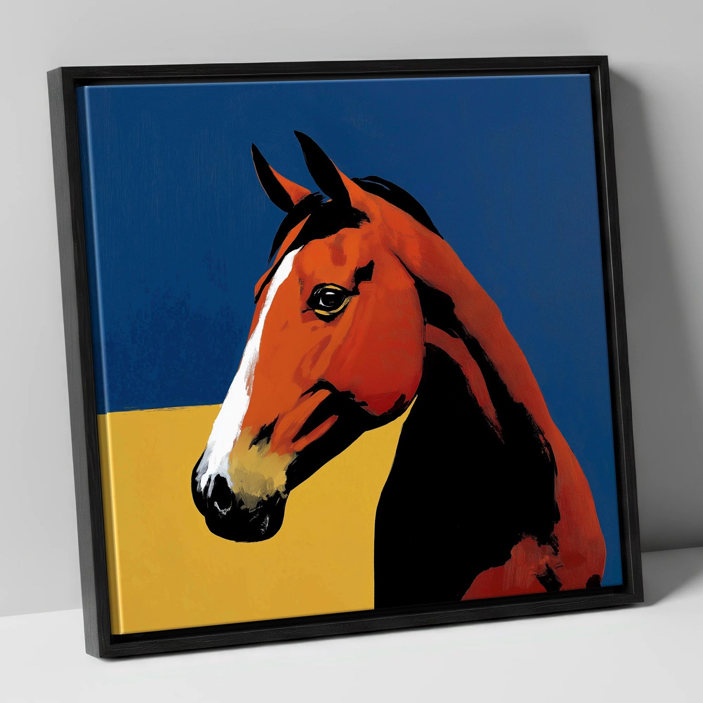 Bold Chestnut Portrait horse portrait canvas wall art in black frame