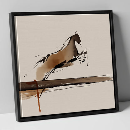 Airborne Elegance show jumping horse canvas wall art in black frame