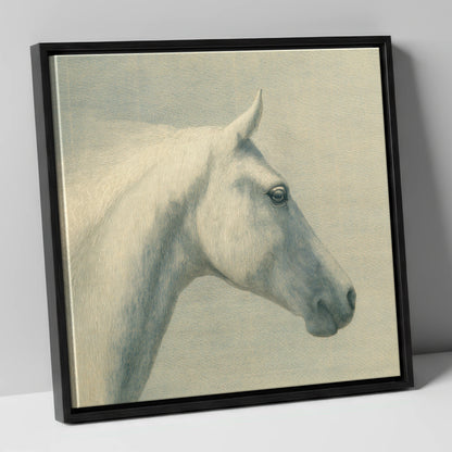 Classic Grey Profile horse breed canvas wall art in black frame