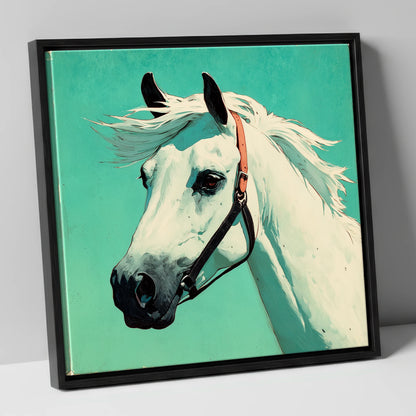 The Vivid Grey horse breed canvas wall art in black frame
