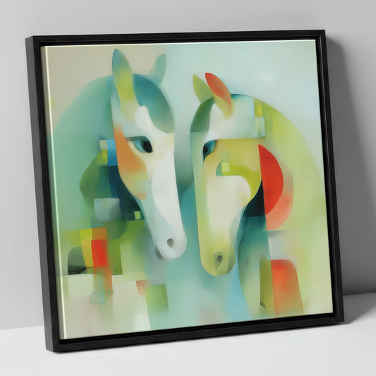 Structured Serenity horse portrait canvas wall art in black frame