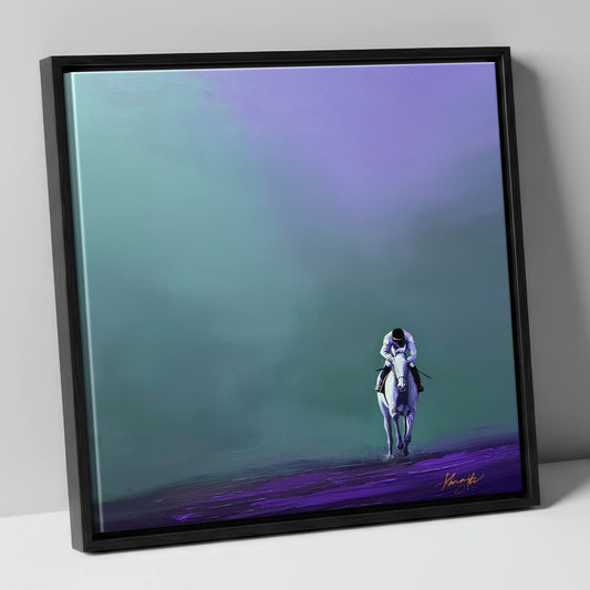 The Violet Furlong racing horse canvas wall art in black frame