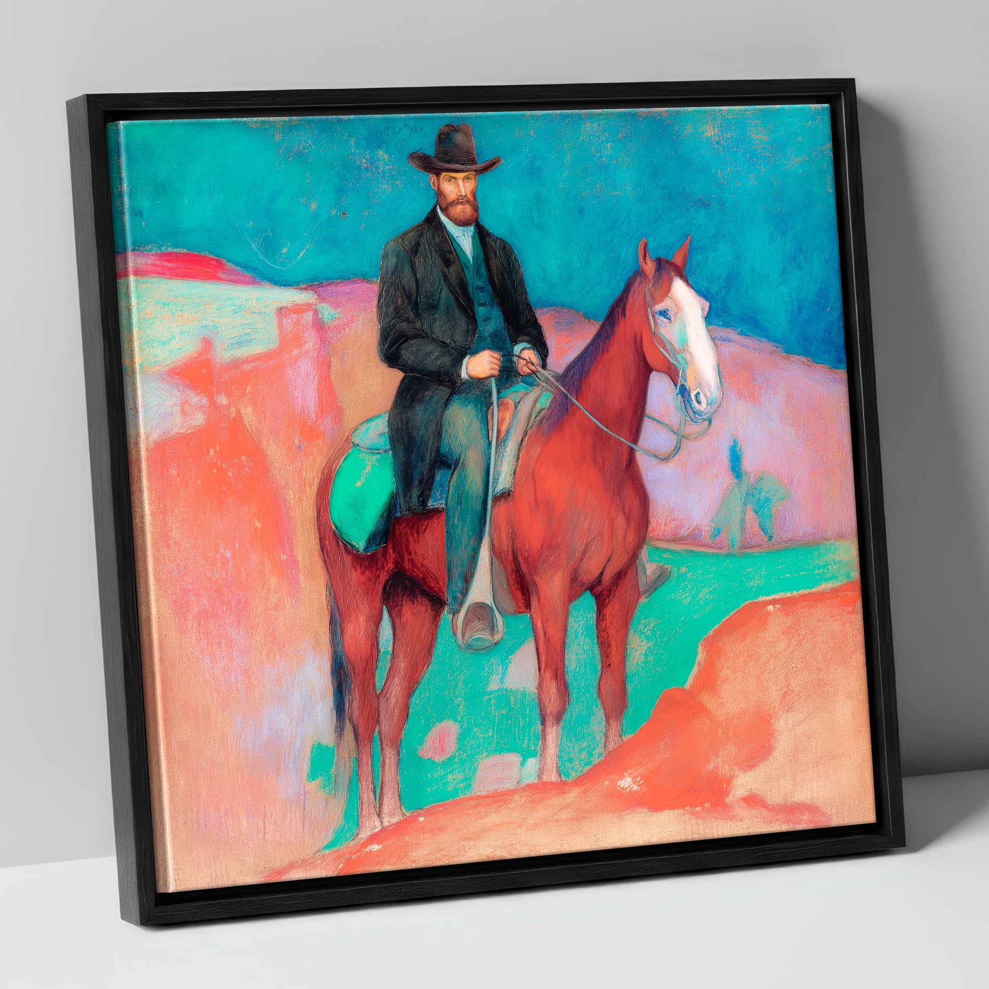 The Painted Frontier western horse canvas wall art in black frame
