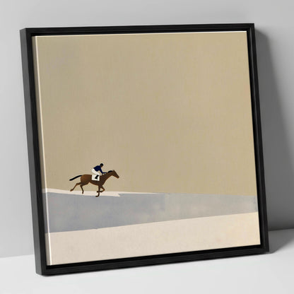Morning On The Gallops racing horse canvas wall art in black frame
