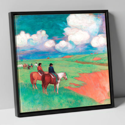 Vivid Frontier Horizons horse landscape canvas wall art in black frame