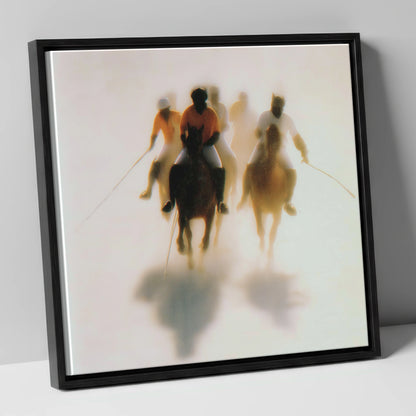 The Ethereal Chukka polo horse canvas wall art in black frame