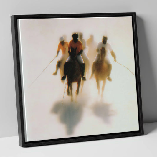 The Ethereal Chukka polo horse canvas wall art in black frame