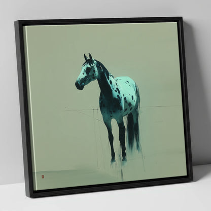 The Teal Appaloosa horse breed canvas wall art in black frame