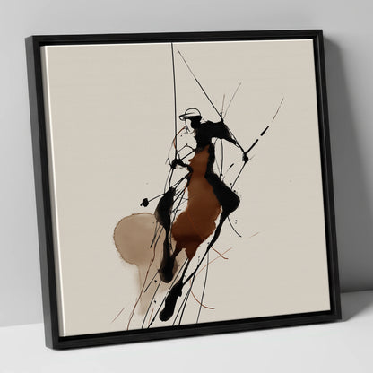 Dynamic Polo Strike polo horse canvas wall art in black frame