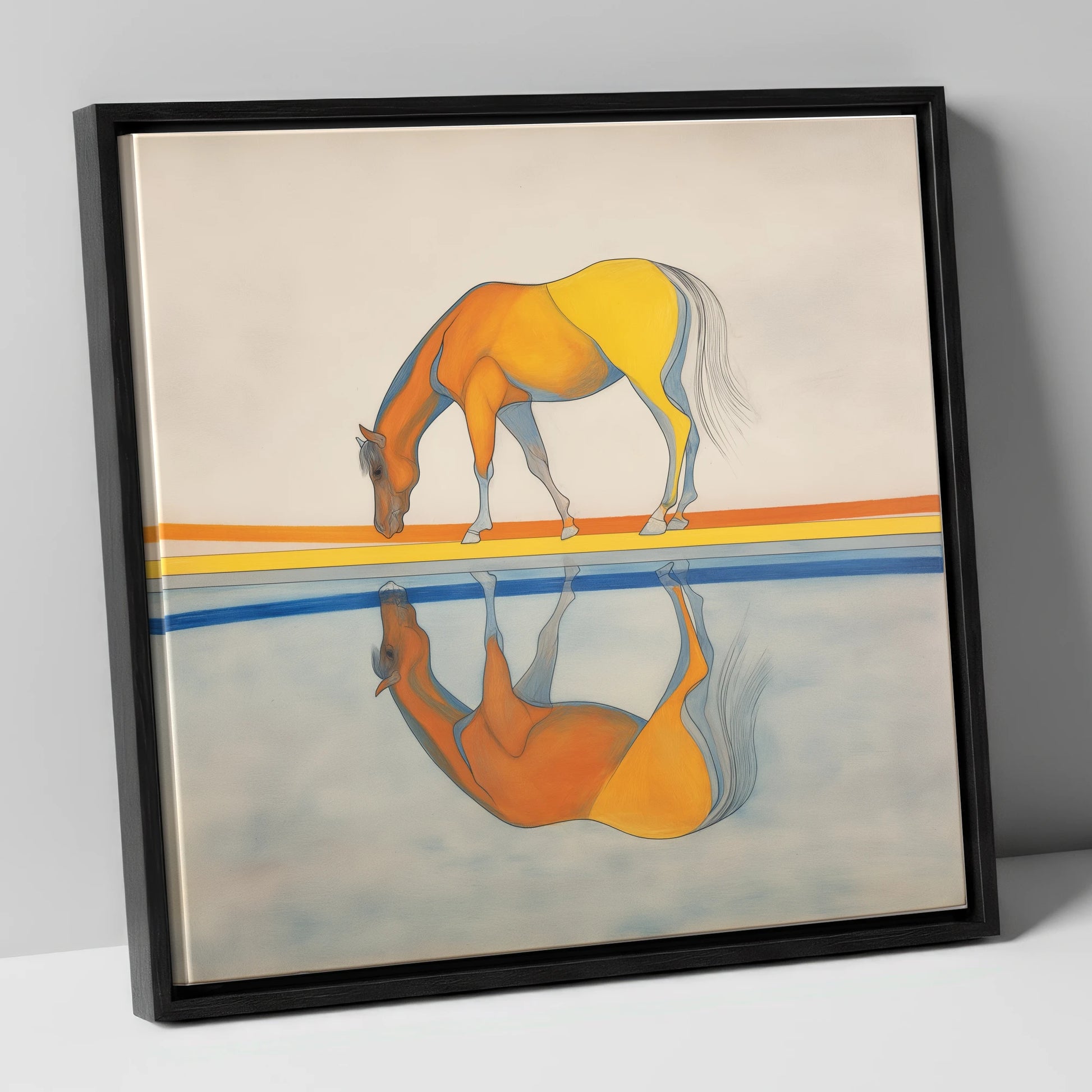 Symmetry in Amber horse portrait canvas wall art in black frame