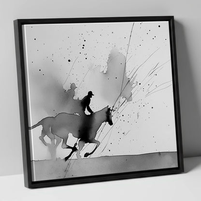 Kinetic Flight show jumping horse canvas wall art in black frame