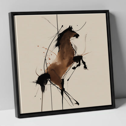 Dynamic Rearing Spirit horse portrait canvas wall art in black frame
