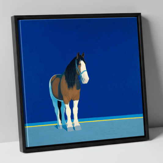 Cobalt Horizon horse breed canvas wall art in black frame