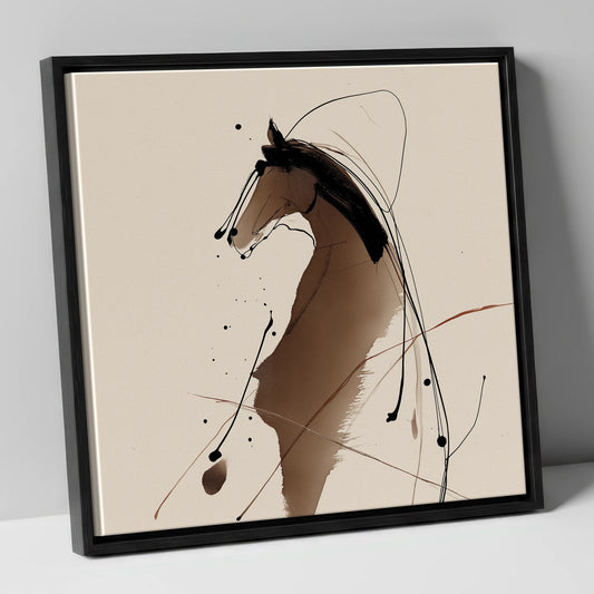 Sweeping Ink Portrait horse portrait canvas wall art in black frame