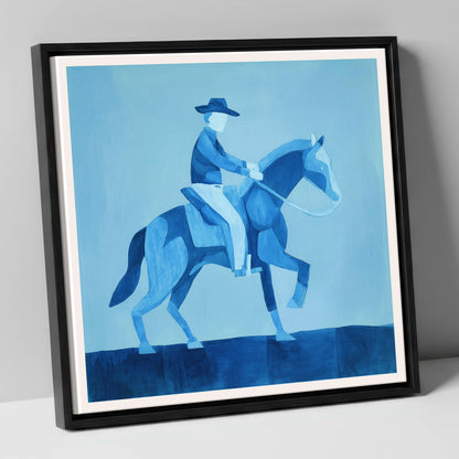 Azure Western Cadence western horse canvas wall art in black frame