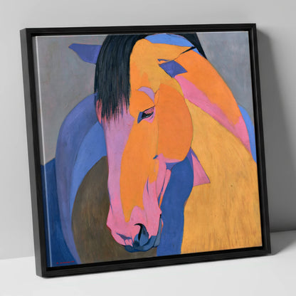 Colourful Painted Horse Portrait horse breed canvas wall art in black frame