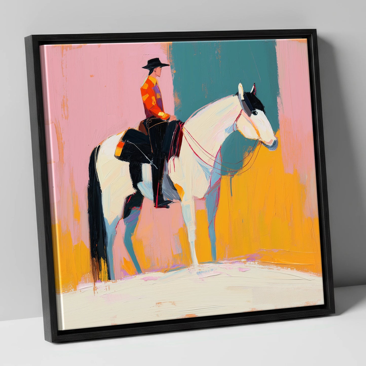Vivid Western Spirit western horse canvas wall art in black frame