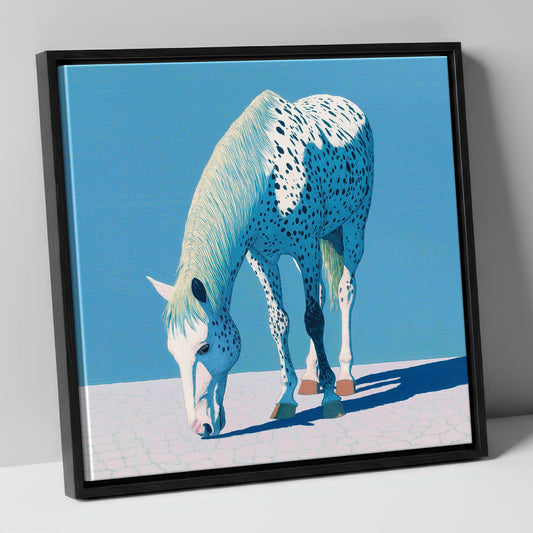 Azure Appaloosa horse breed canvas wall art in black frame