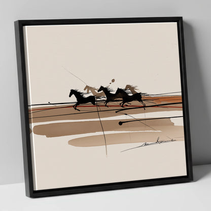 Thundering Shadows wild horses canvas wall art in black frame