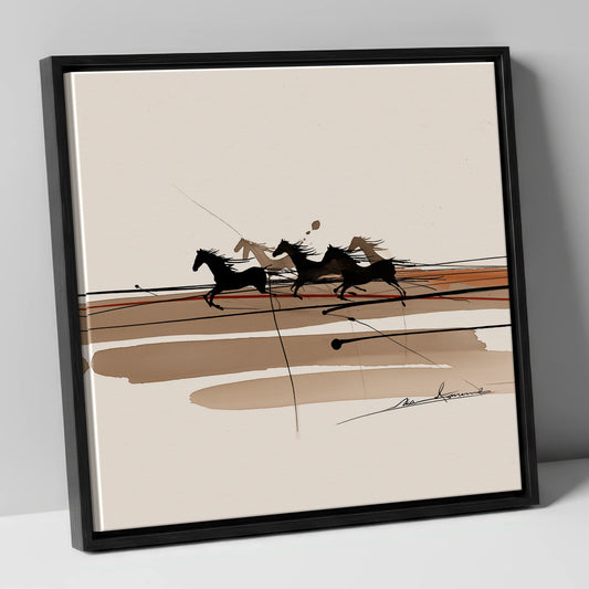 Thundering Shadows wild horses canvas wall art in black frame