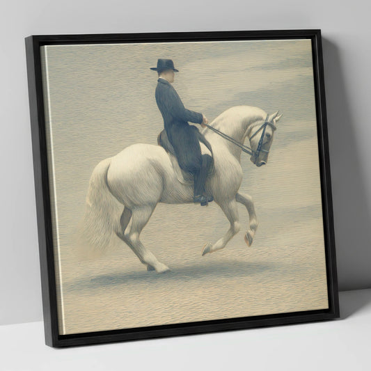 Classical Dressage Harmony dressage horse canvas wall art in black frame