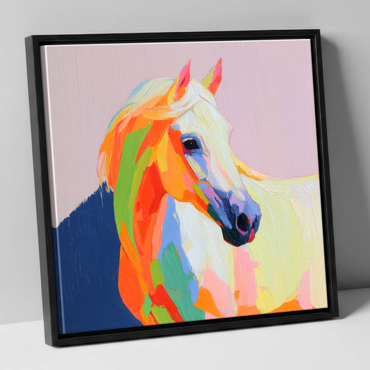 Vivid Equine Profile horse breed canvas wall art in black frame
