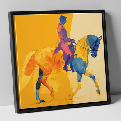 Vivid Dressage Rhythms dressage horse canvas wall art in black frame