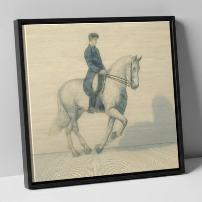 Structured Harmony dressage horse canvas wall art in black frame