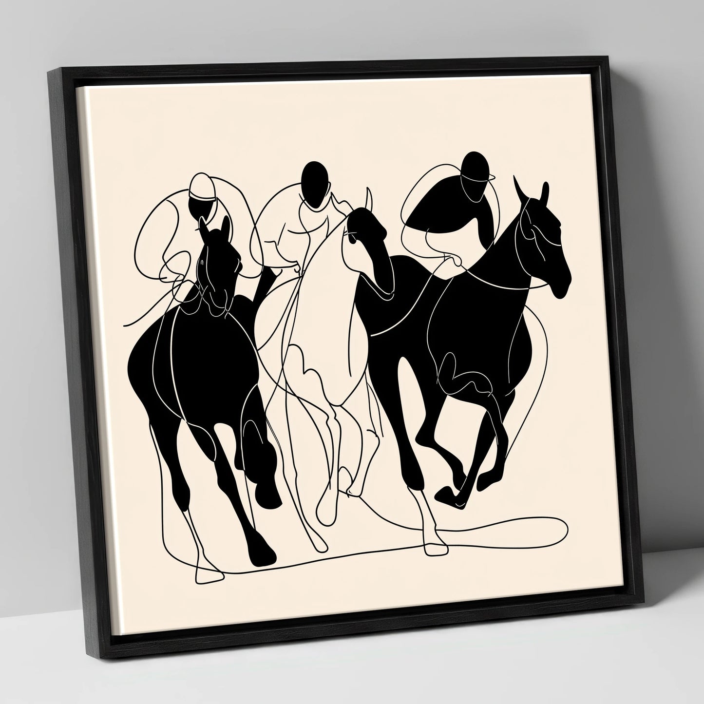 The Racing Line racing horse canvas wall art in black frame