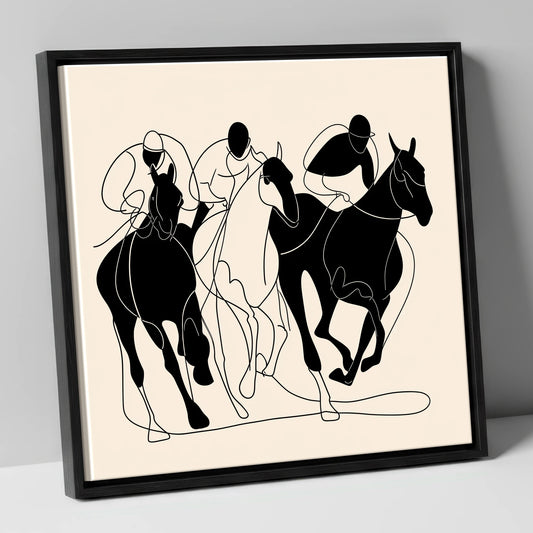 The Racing Line racing horse canvas wall art in black frame
