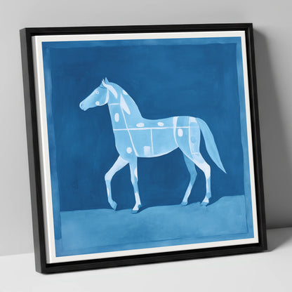 The Azure Blueprint horse breed canvas wall art in black frame