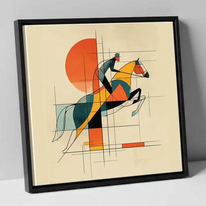 Structured Flight show jumping horse canvas wall art in black frame