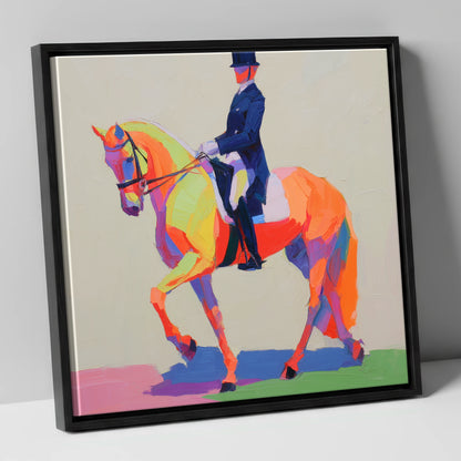 Vivid Dressage Rhythm dressage horse canvas wall art in black frame