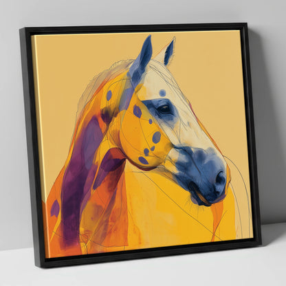 Radiant Appaloosa Profile horse breed canvas wall art in black frame