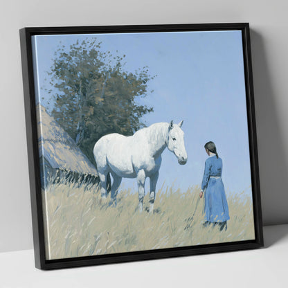 A Quiet Understanding horse & rider canvas wall art in black frame