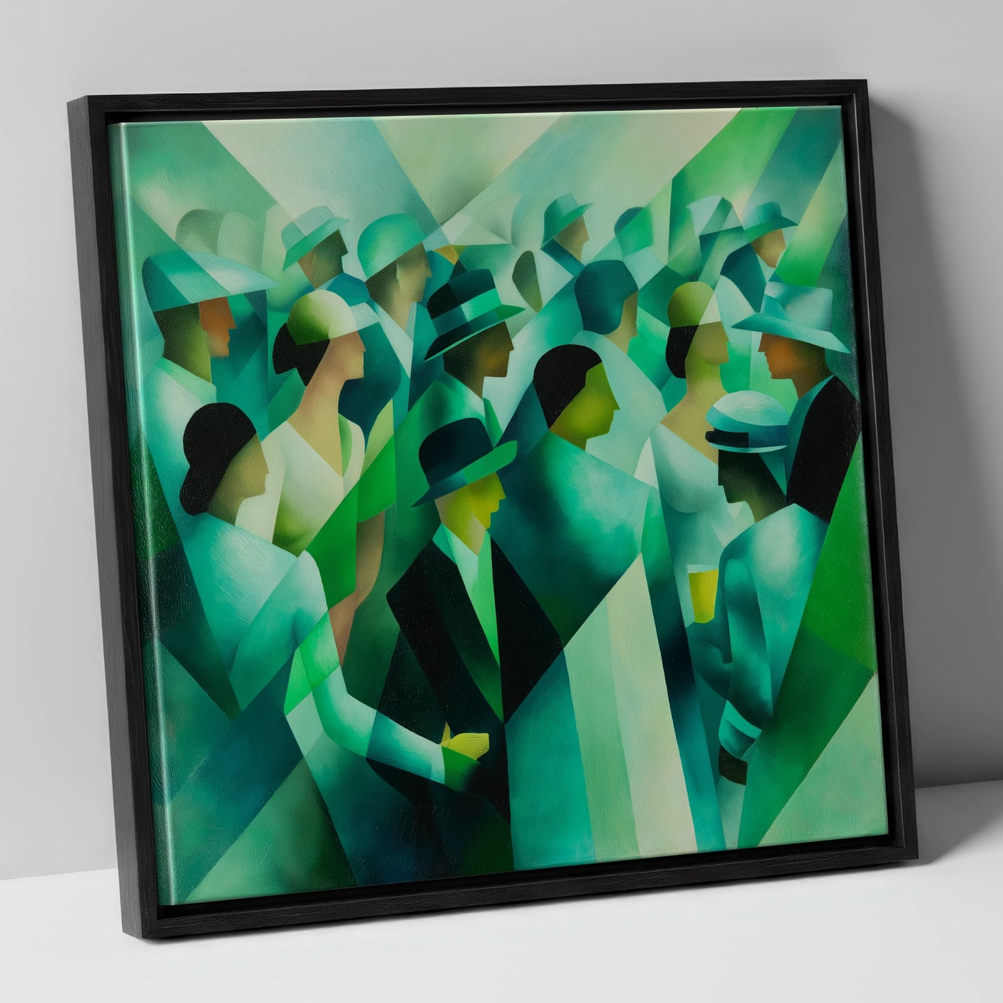 The Emerald Enclosure racing horse canvas wall art in black frame
