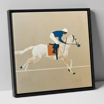 The Final Stride racing horse canvas wall art in black frame