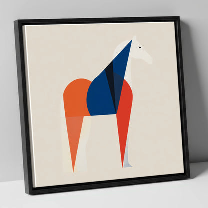 Modern Equine Geometry horse breed canvas wall art in black frame